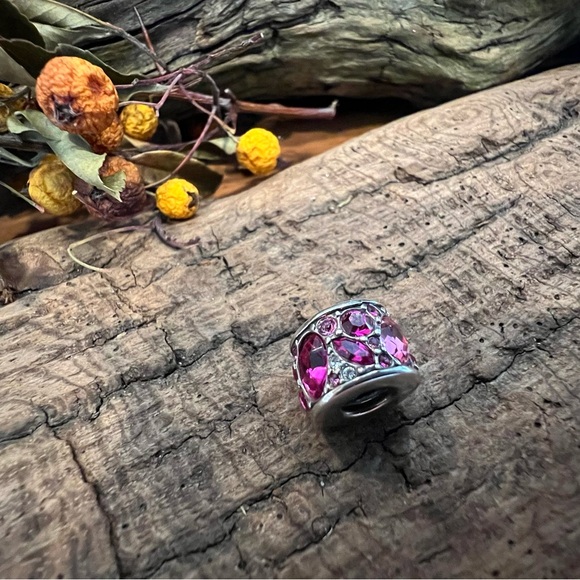 New Chamilia Swarovski Crystals Charm Bead Mosaic Pink Sterling Silver - Picture 2 of 9